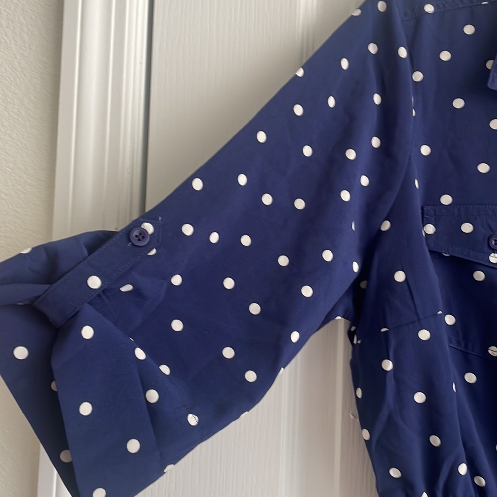 NWT - Millenium Navy blue dress with white polka dots.Size L. - Picture 5 of 6